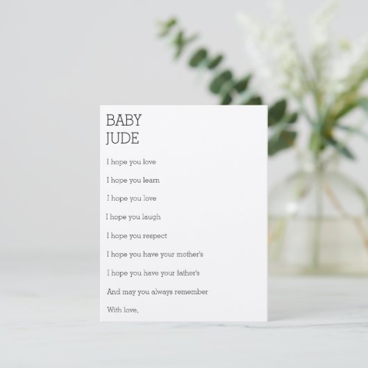 wenst een Baby Advieskaart (Staand voorkant)