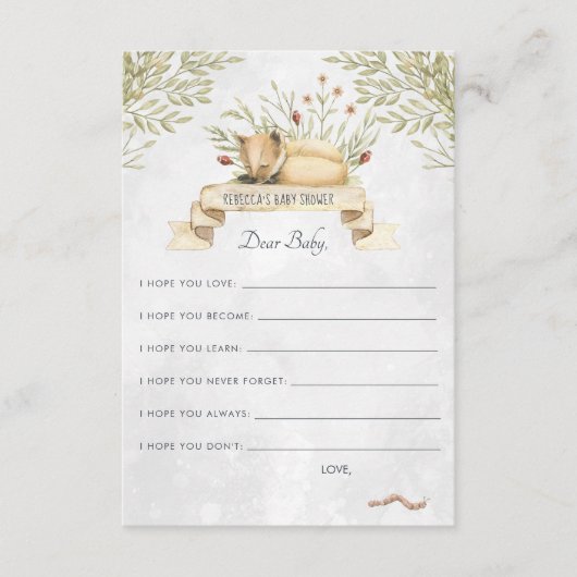 wenst een Baby-advieskaart | Woodland Fox Informatiekaartje (Voorkant)