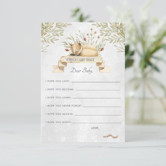 wenst een Baby-advieskaart | Woodland Fox Informatiekaartje (Staand voorkant)