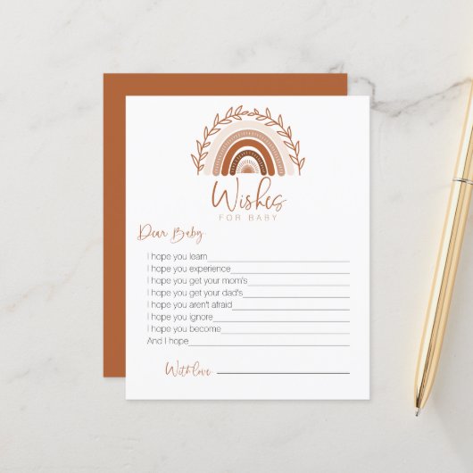 wenst een Baby-kaart, Boho Rainbow Game (Voorkant / Achterkant in situ)