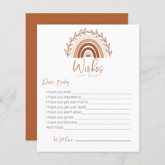 wenst een Baby-kaart, Boho Rainbow Game (Voorkant / Achterkant)