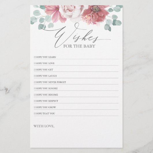 wenst het Baby - Baby shower Fun Game Floral (Voorkant)