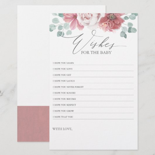 wenst het Baby - Baby shower Fun Game Floral (Voorkant / Achterkant)