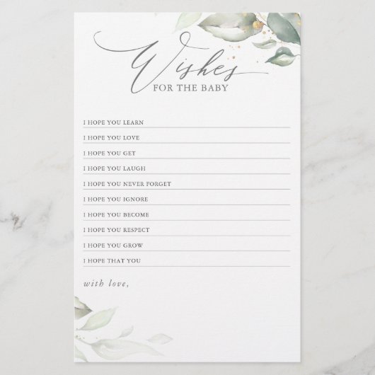 wenst het Baby Elegant Greenery Baby shower (Voorkant)