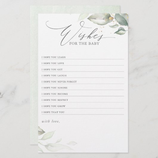 wenst het Baby Elegant Greenery Baby shower (Voorkant / Achterkant)