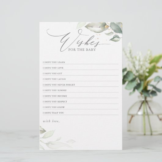 wenst het Baby Elegant Greenery Baby shower (Staand voorkant)