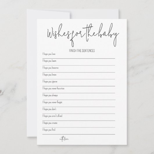 wenst het Baby - het Spel van het Baby shower Kaart (Voorkant)