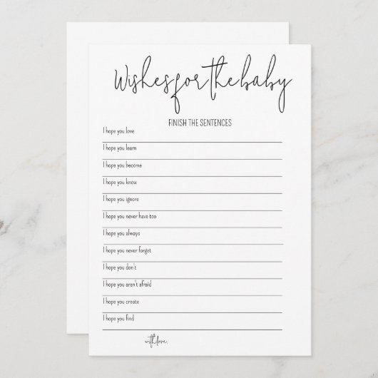 wenst het Baby - het Spel van het Baby shower Kaart (Voorkant / Achterkant)