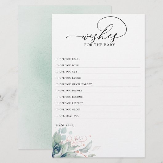 wenst het Baby zuinige groen Baby shower (Voorkant / Achterkant)