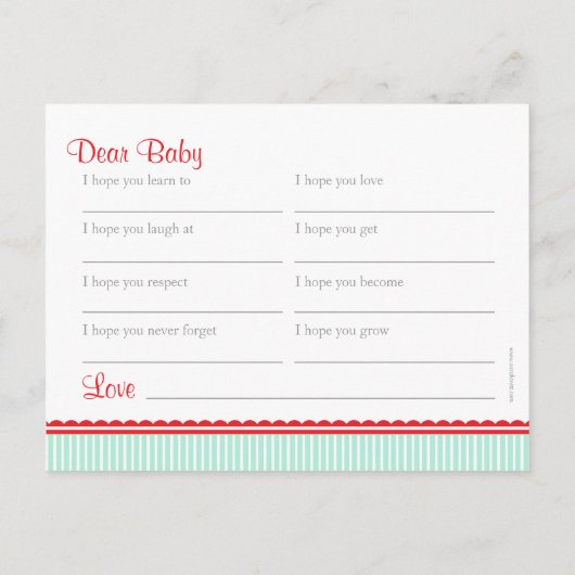 wenst het briefkaart baby - baby shower (Achterkant)