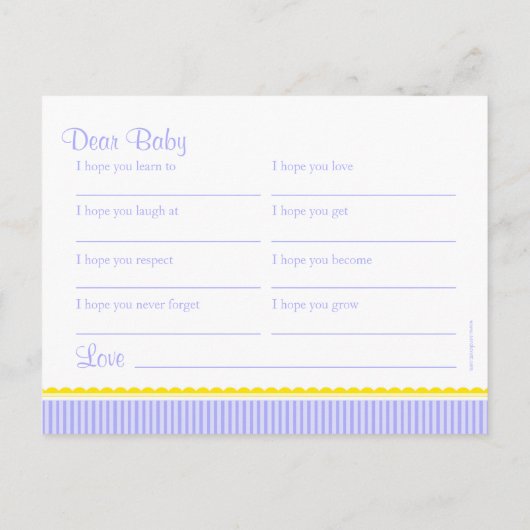 wenst het briefkaart baby - baby shower (Achterkant)