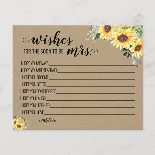 wenst mevrouw Greenery de Sunflower Card Flyer (Voorkant)