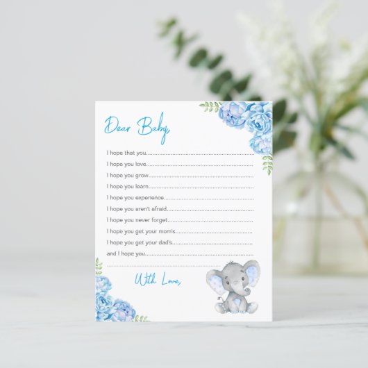 Wenst om Baby Blue Boy Elephant Shower (Staand voorkant)