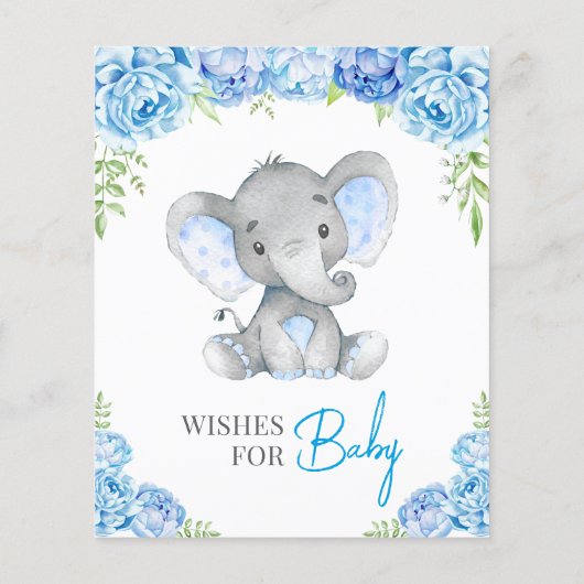 Wenst om Baby Blue Boy Elephant Shower (Achterkant)