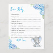 Wenst om Baby Blue Boy Elephant Shower (Voorkant)