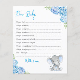 Wenst om Baby Blue Boy Elephant Shower