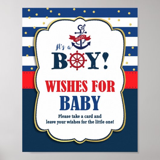 Wenst om Baby Nautical Baby shower Activity Poster (Voorkant)