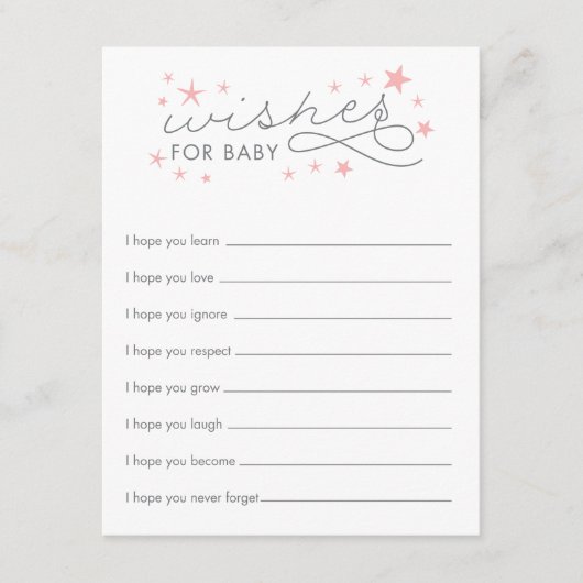 Wenst om Baby Star Baby shower Game Card Advieskaart (Voorkant)