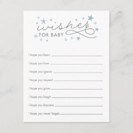 Wenst om Baby Star Baby shower Game Card Blue