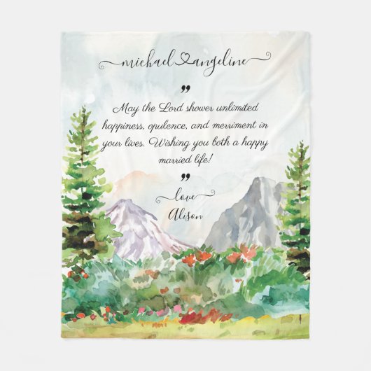 Wenst van de Pas getrouwd Gepersonaliseerde Blanke Fleece Deken (Voorkant)