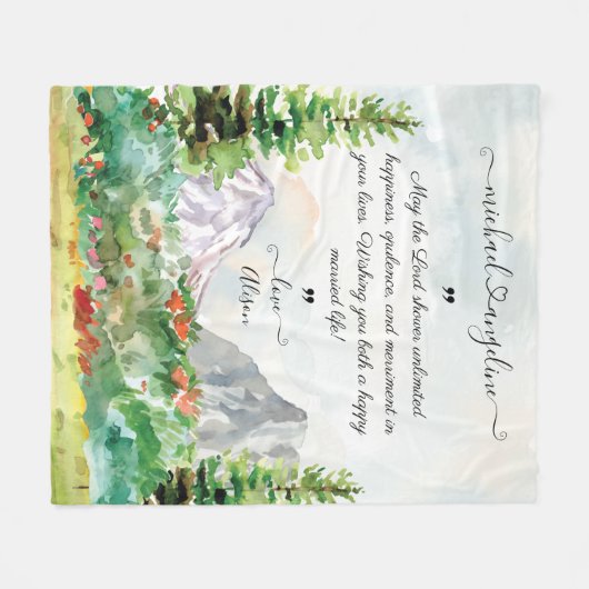 Wenst van de Pas getrouwd Gepersonaliseerde Blanke Fleece Deken (Voorkant (Horizontaal))