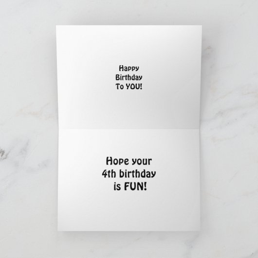 WENST VOOR EEN VUN "4e BIRTHDAY" Kaart (Binnen)