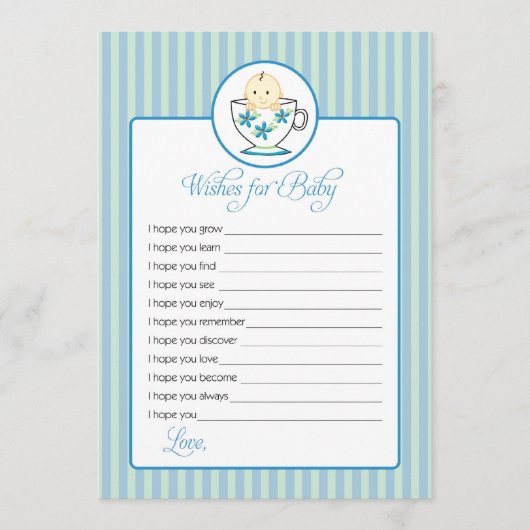 Wenswensen voor Baby Kaart - Baby Boy in Tea Cup (Voorkant)