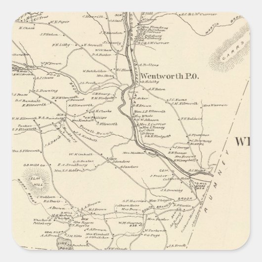 Wentworth, Grafton Co. Vierkante Sticker (Voorkant)