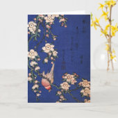 Weping Cherry en Bullfinch, Hokusai Kaart (Gele Bloem)