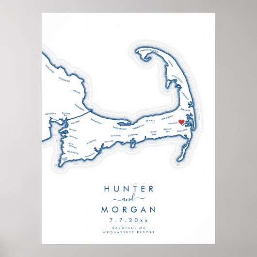 Wequassett Huwelijk Cape Cod Marine Logboek Poster (Voorkant)