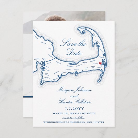 Wequassett Resort Cape Cod Bruiloft Save The Date (Voorkant / Achterkant)