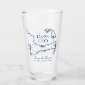 Wequassett Resort Cape Cod Kaart Bruiloft Favor Pi Glas (Voorkant)