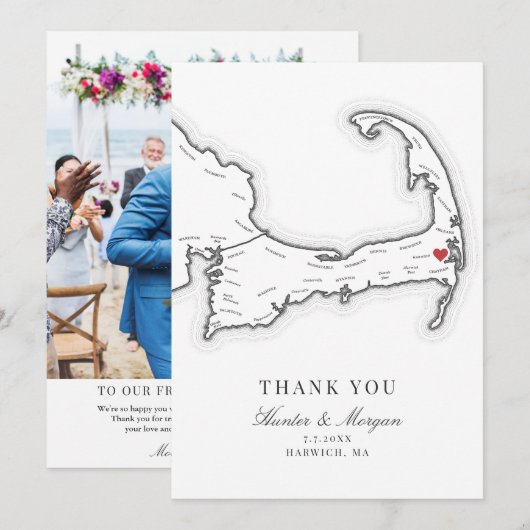 Wequassett Resort Cape Cod trouwfoto Bedankkaart (Voorkant / Achterkant)