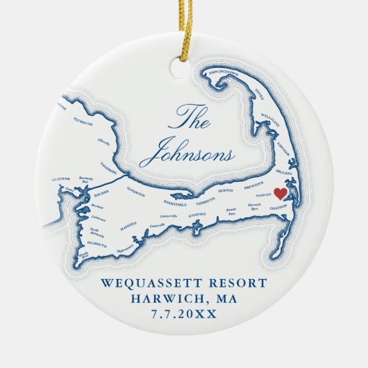 Wequassett Resort Trouwfoto Eerste Kerstmis Keramisch Ornament (Voorkant)