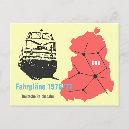 Werbedesign für Fahrplanauskunft Reichsbahn DDR Briefkaart (Voorkant)