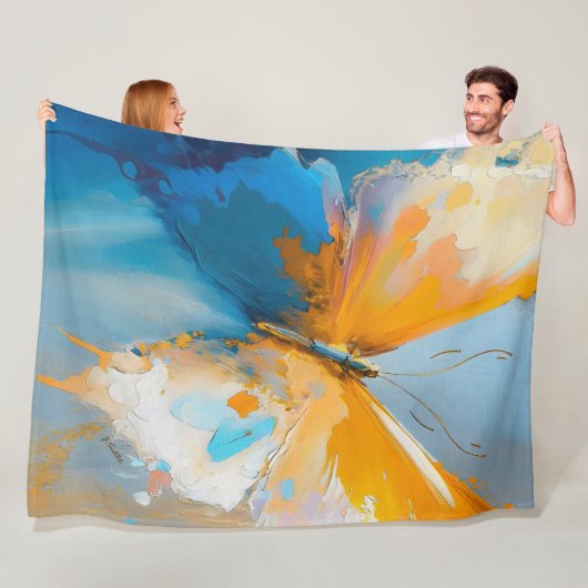 Werdend Licht – Abstracte Vlinder In Beweging Fleece Deken (In situ)