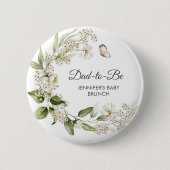 Werdende Vader Witte Pioen Boho Baby Shower/Brunch Ronde Button 5,7 Cm (Voorkant)