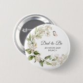 Werdende Vader Witte Pioen Boho Baby Shower/Brunch Ronde Button 5,7 Cm (Voorkant /achterkant)