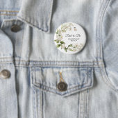 Werdende Vader Witte Pioen Boho Baby Shower/Brunch Ronde Button 5,7 Cm (In situ)