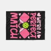 We're A Match Ckleball Couple Paddle Hearts Valent Fleece Deken (Voorkant (Horizontaal))
