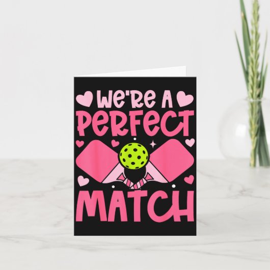 We're A Match Ckleball Couple Paddle Hearts Valent Kaart (Voorkant)