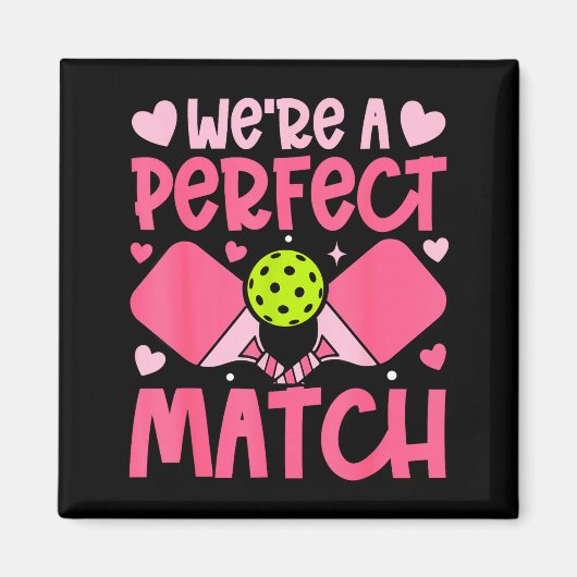 We're A Match Ckleball Couple Paddle Hearts Valent Magneet (Voorkant)