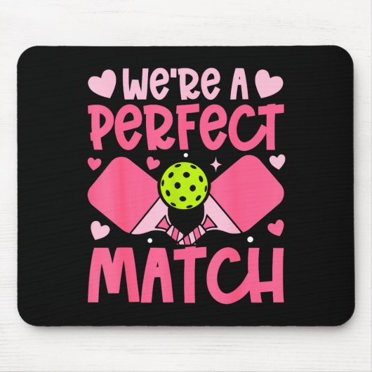 We're A Match Ckleball Couple Paddle Hearts Valent Muismat (Voorkant)
