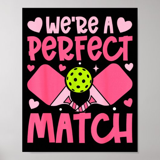 We're A Match Ckleball Couple Paddle Hearts Valent Poster (Voorkant)