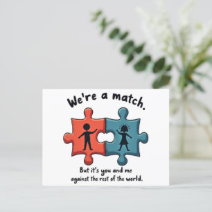 We're a Match: Perfect Puzzle Piece Love Briefkaart