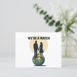 We're a Match: Romantic Globe-Trotting Couple Briefkaart