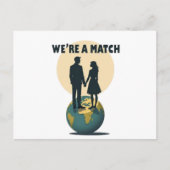 We're a Match: Romantic Globe-Trotting Couple Briefkaart (Voorkant)