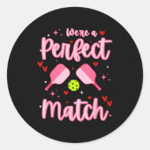 We're A Perfect Match Funny Ckleball Valentines Da Ronde Sticker (Voorkant)