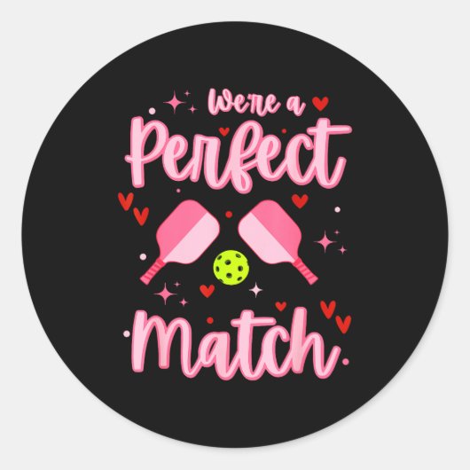 We're A Perfect Match Funny Ckleball Valentines Da Ronde Sticker (Voorkant)