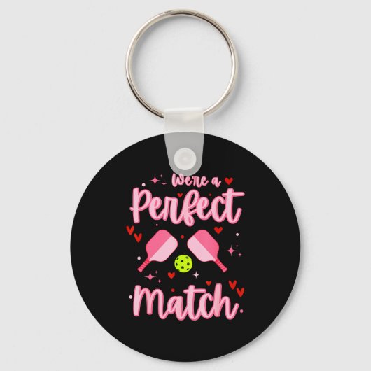 We're A Perfect Match Funny Ckleball Valentines Da Sleutelhanger (Voorkant)